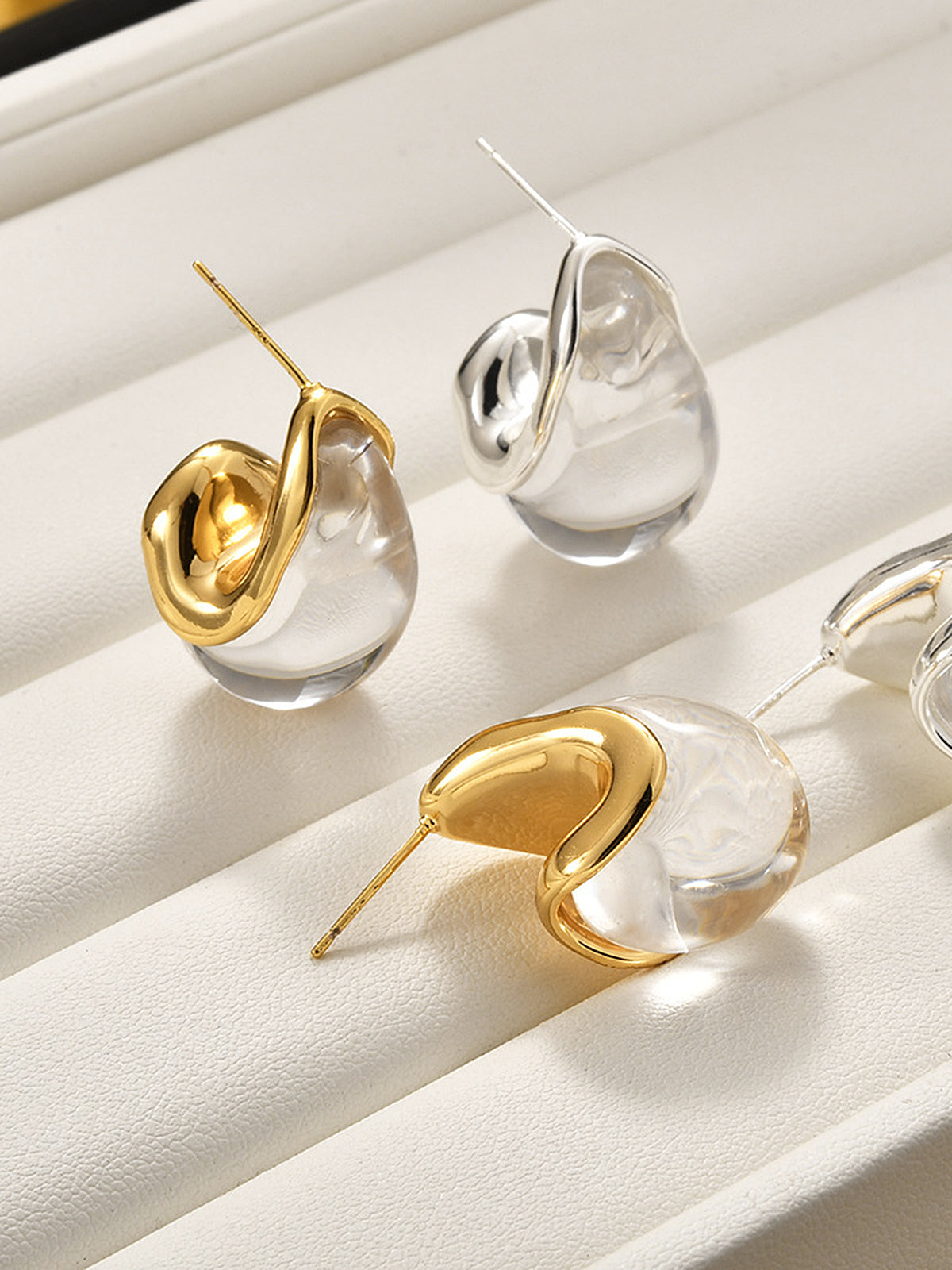 Irregular Transparent Resin Stud Earrings