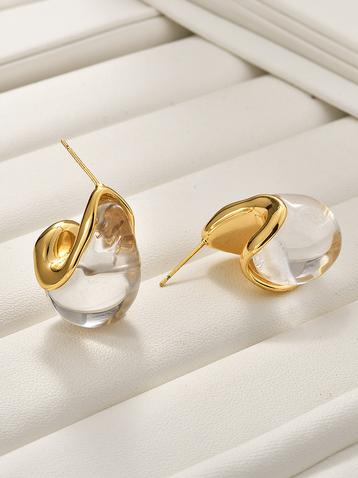 Irregular Transparent Resin Stud Earrings