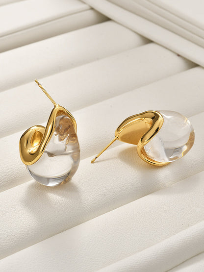 Irregular Transparent Resin Stud Earrings