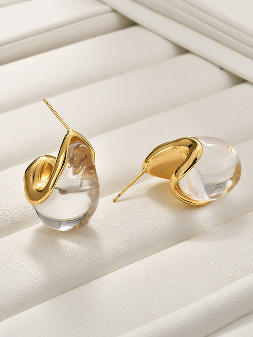 Irregular Transparent Resin Stud Earrings