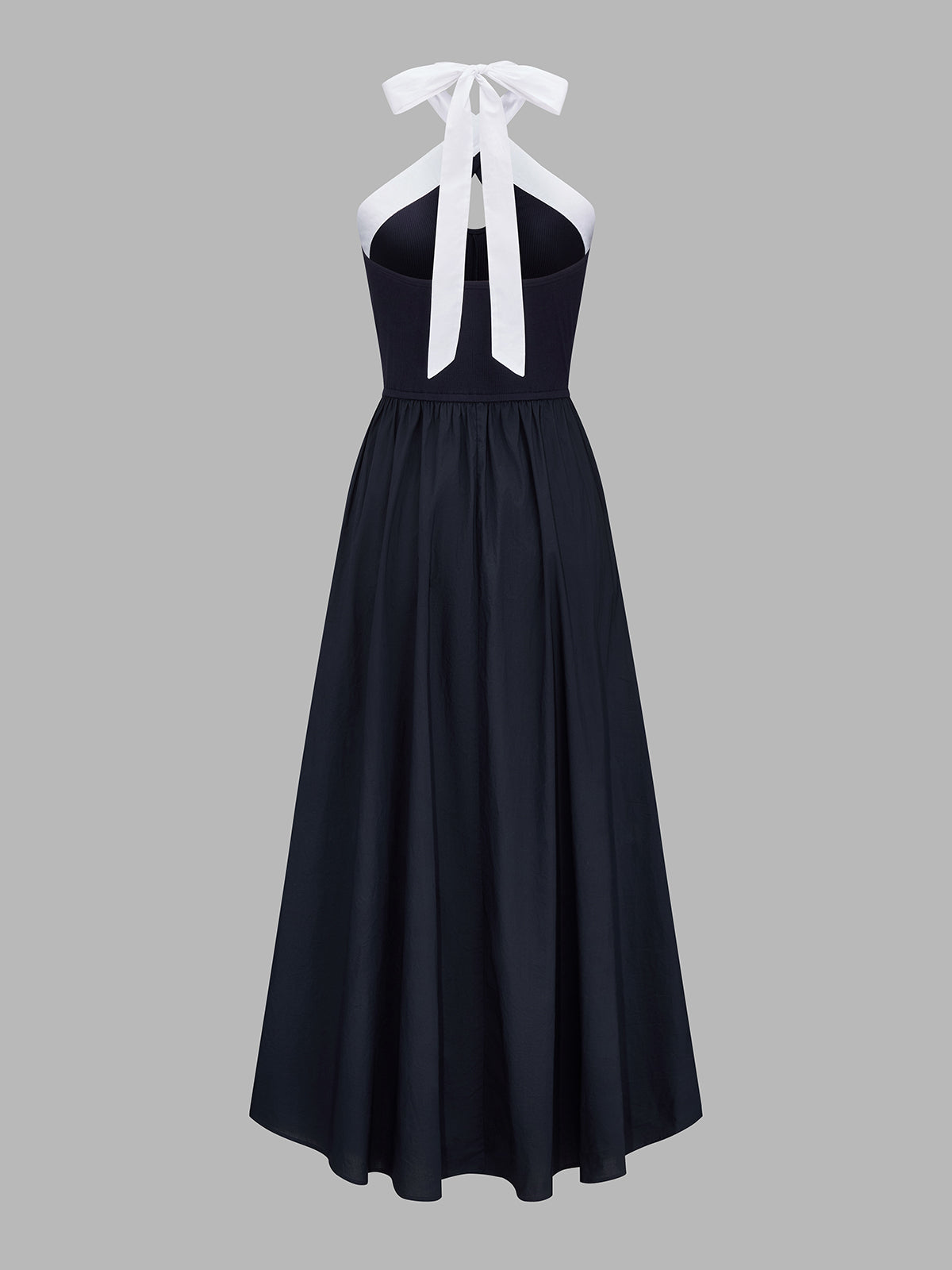 Color Block Halter Keyhole Midi Dress