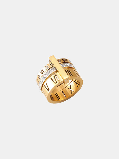 Roman Numeral Diamond Band Ring