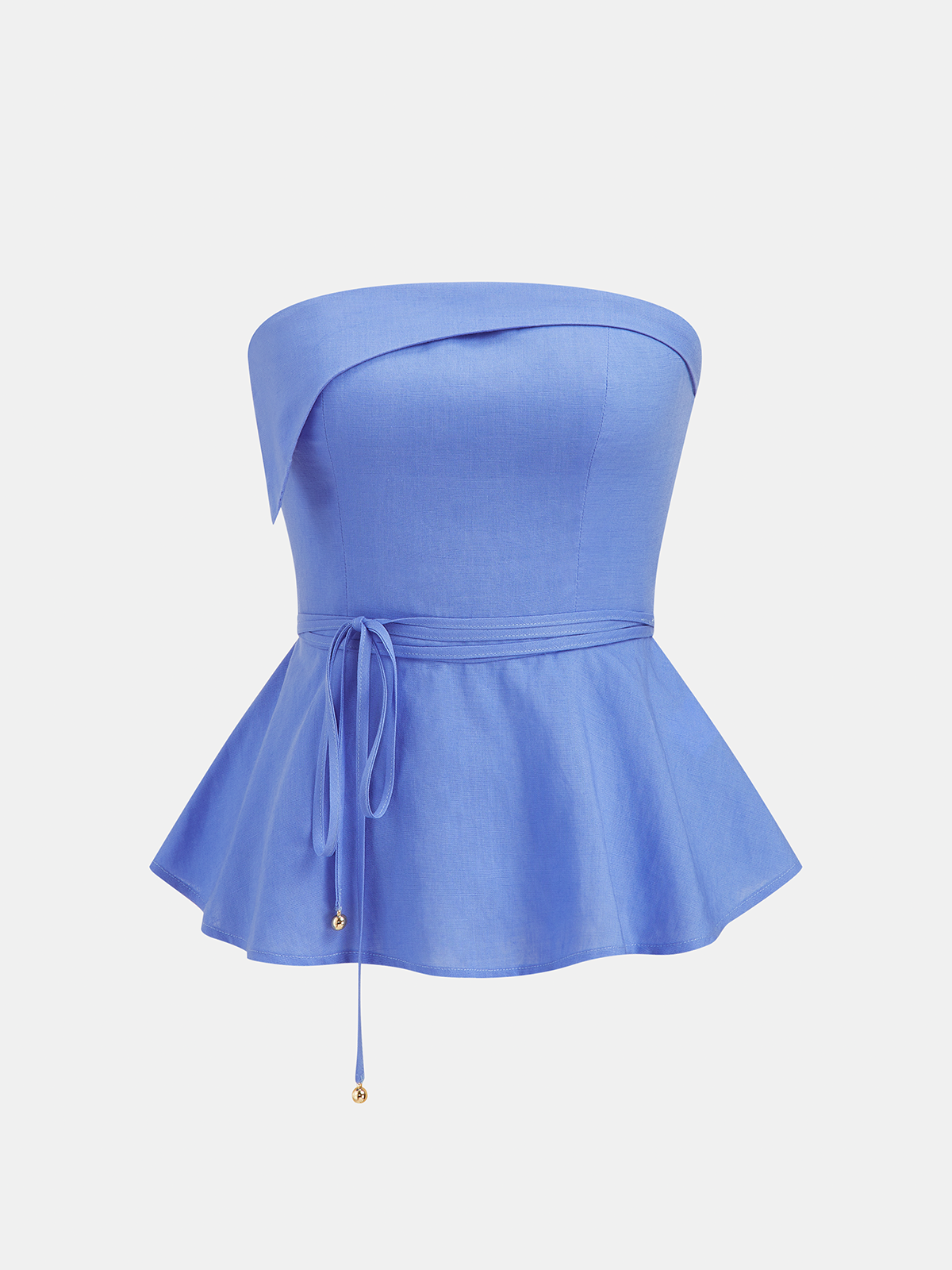 Linen-Blend Strapless Peplum Top & Pants Set