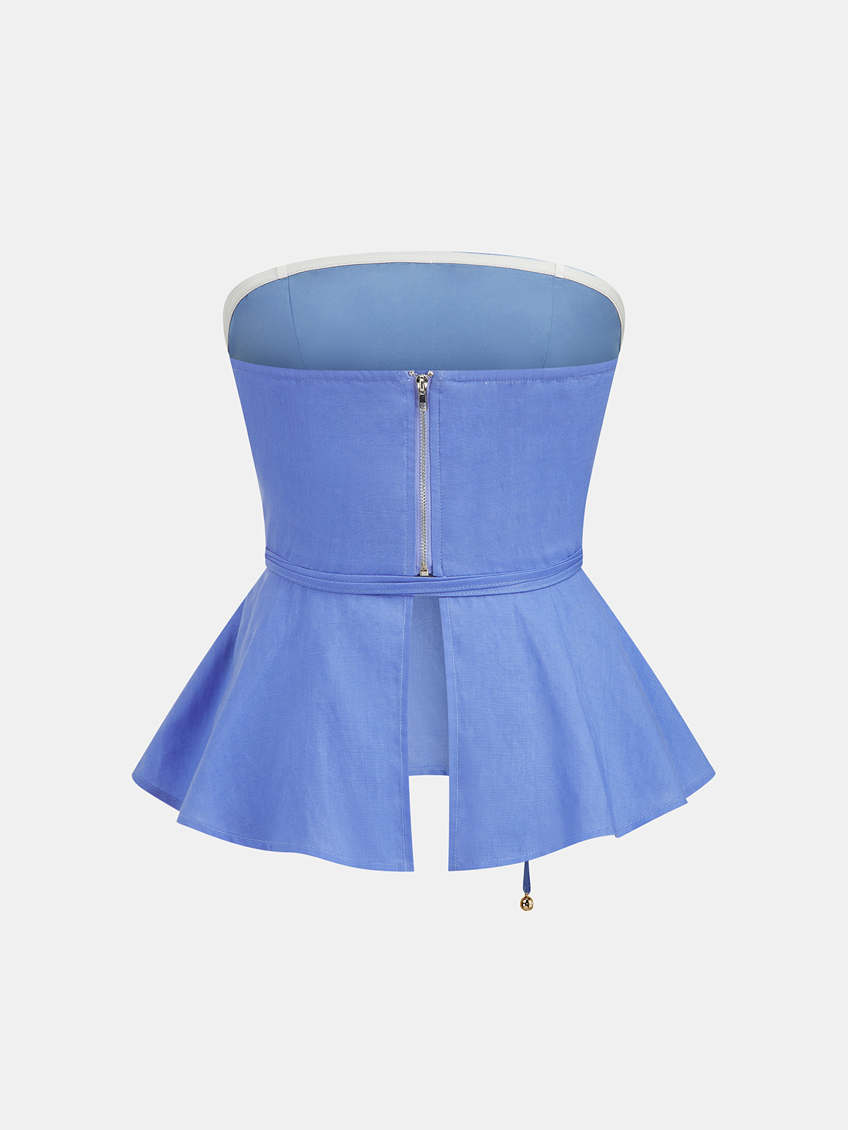 Linen-Blend Strapless Peplum Top & Pants Set
