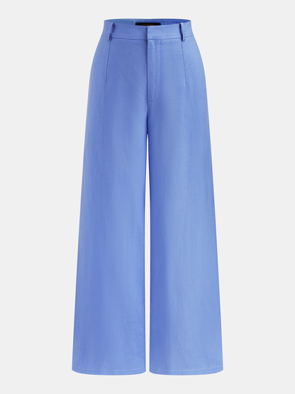 Linen-Blend Strapless Peplum Top & Pants Set