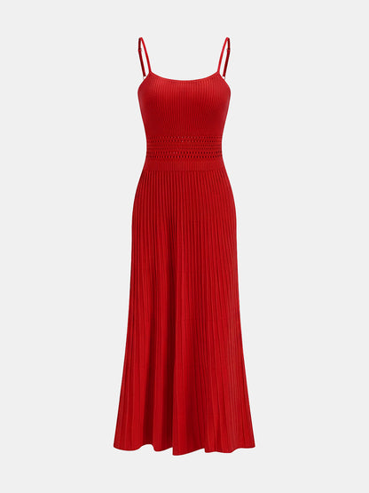 Openwork Ribbed Knit Cami Maxi Dress