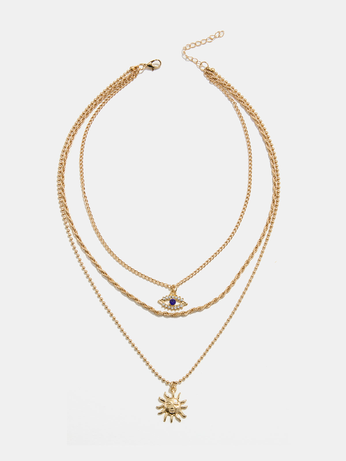 Sapphire Eye Sun Pendant Layered Necklace