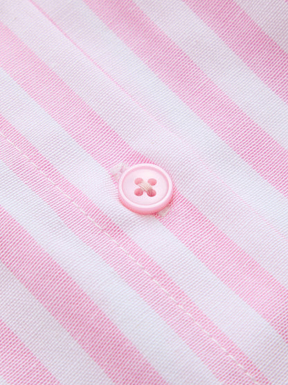 Striped Cinched Waist Shirt Dress