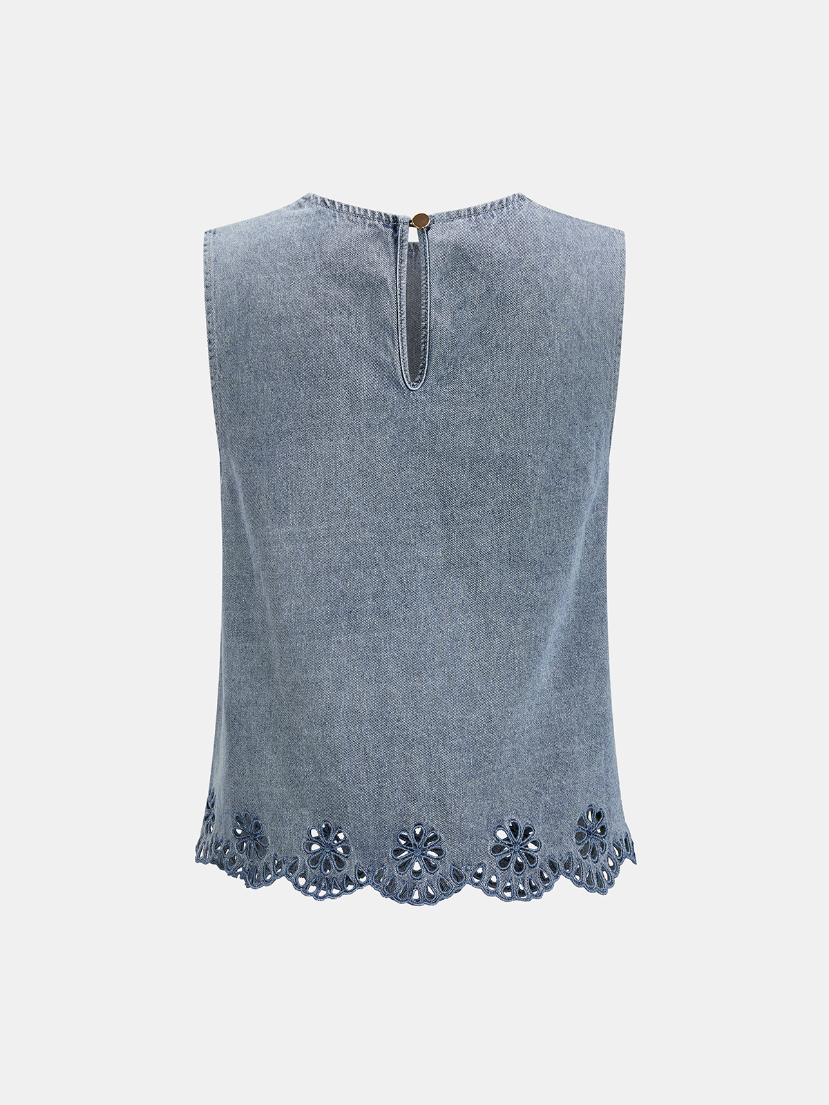 Embroidered Denim Two Piece Shorts Set