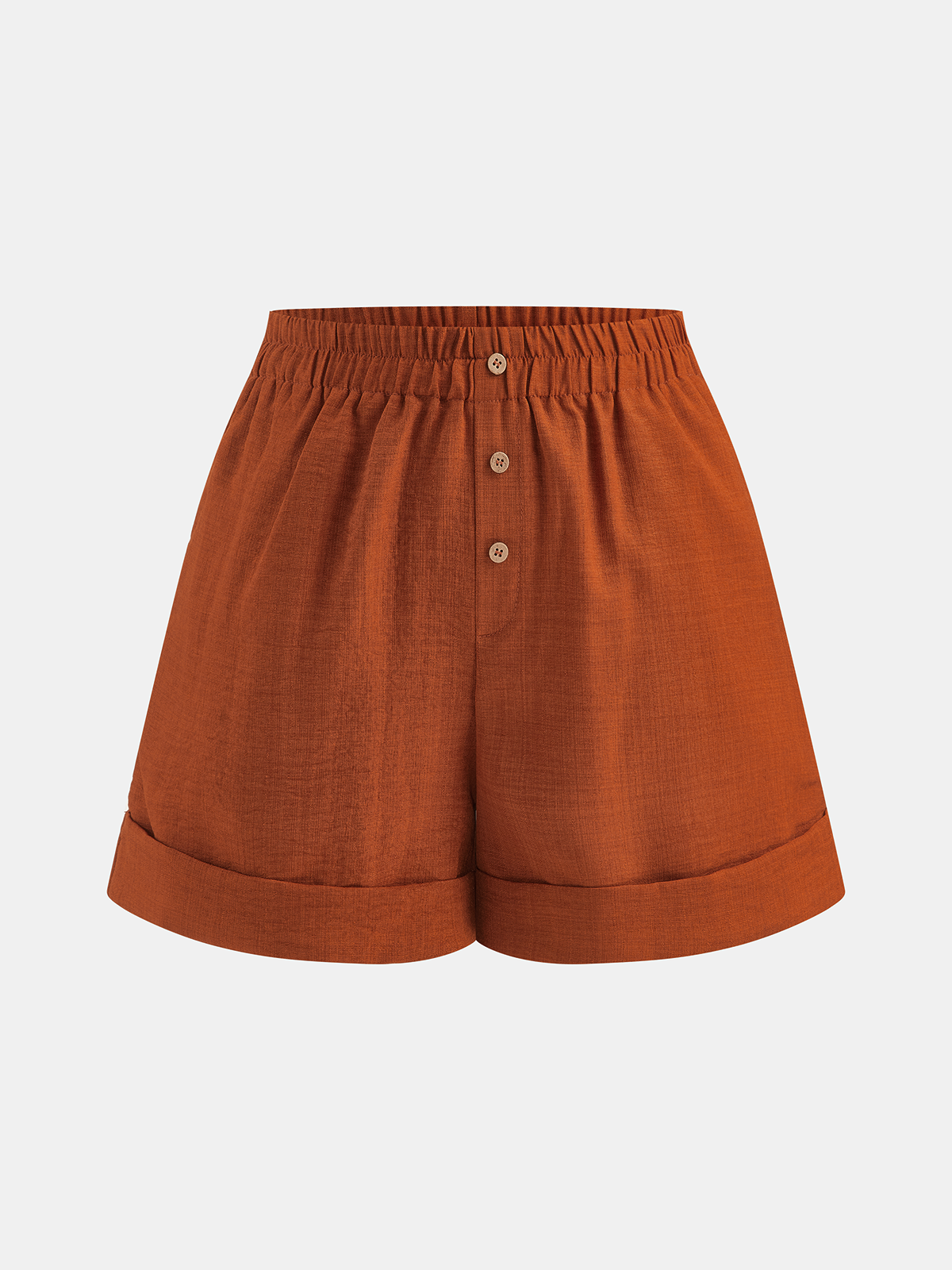 Cotton Linen Loose Shirt & Roll Cuff Shorts Set