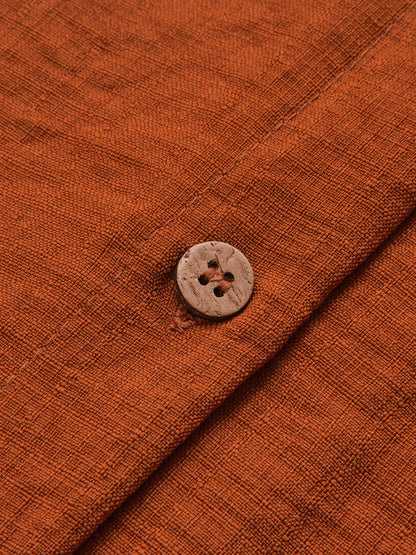 Cotton Linen Loose Shirt & Roll Cuff Shorts Set