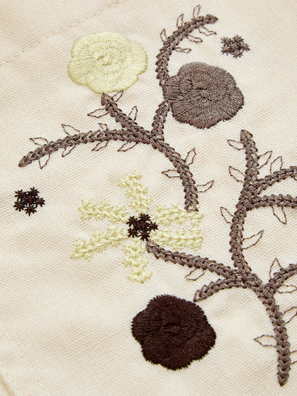 Floral Embroidery Belted Vest & Shorts Set