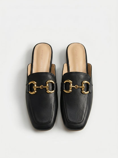 Genuine Leather Horsebit Loafer Mules