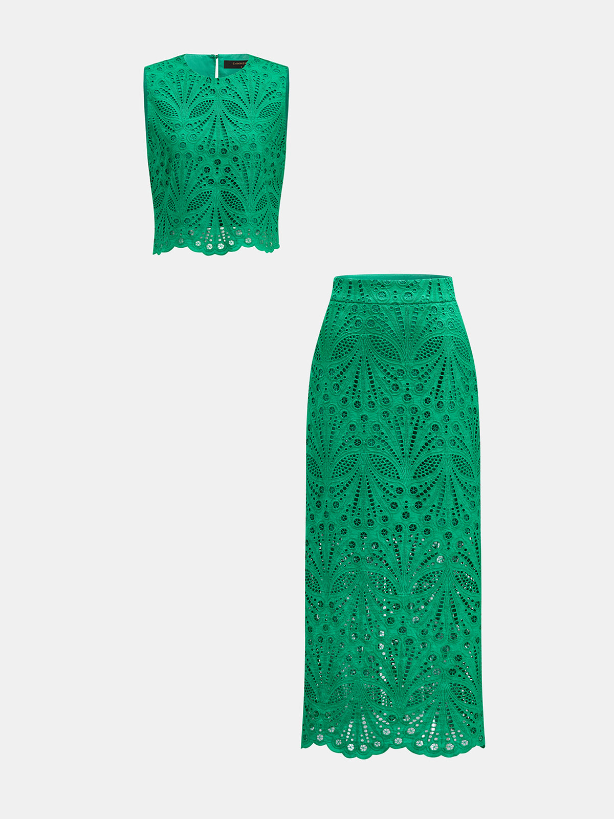 Hollow Lace Two Piece Skirt Set