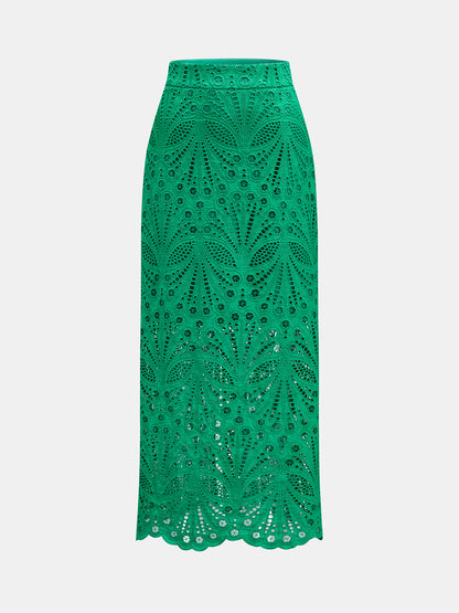 Hollow Lace Two Piece Skirt Set