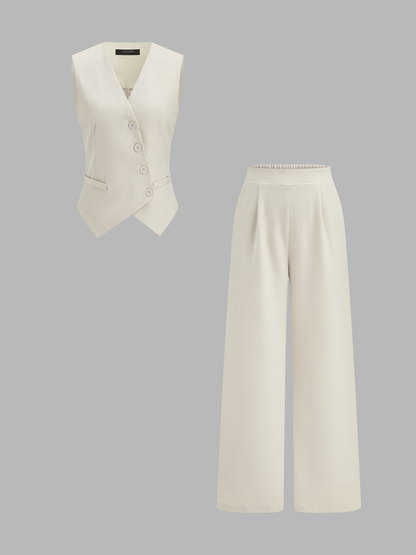 Sleeveless Asymmetrical Vest & Pants Set
