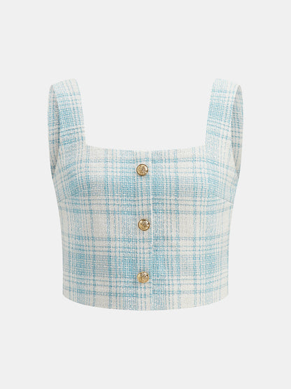 Plaid Tweed Two Piece Shorts Set