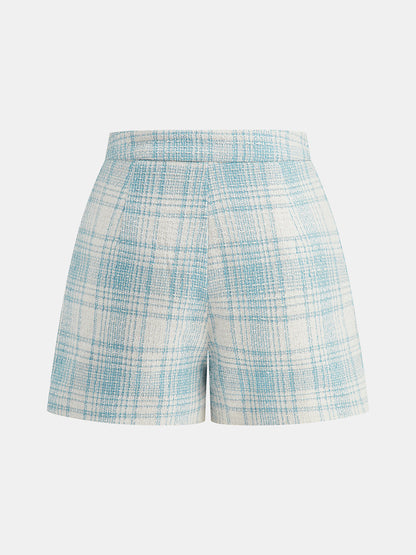 Plaid Tweed Two Piece Shorts Set