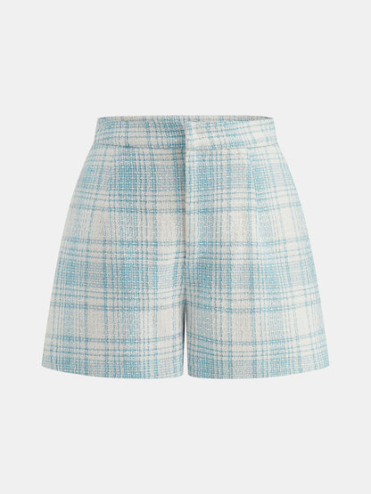 Plaid Tweed Two Piece Shorts Set