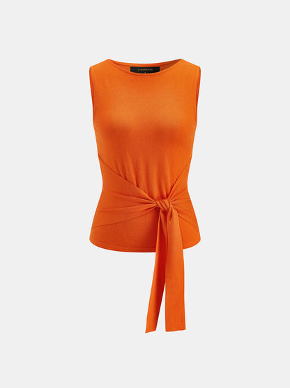 Tie Waist Sleeveless Knit Top