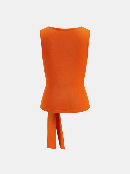 Tie Waist Sleeveless Knit Top