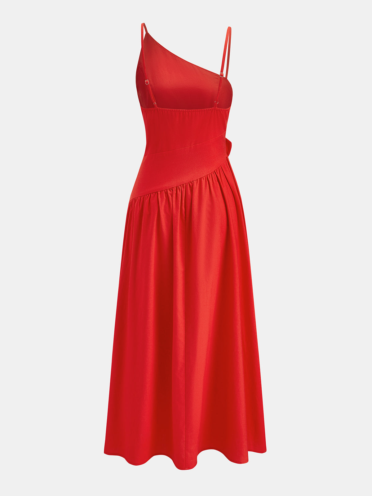 Floral Appliqué One-Shoulder Midi Dress