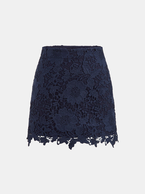 Floral Guipure Lace Mini Skirt