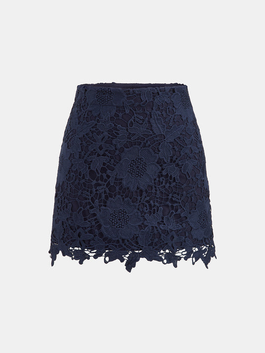 Floral Guipure Lace Mini Skirt