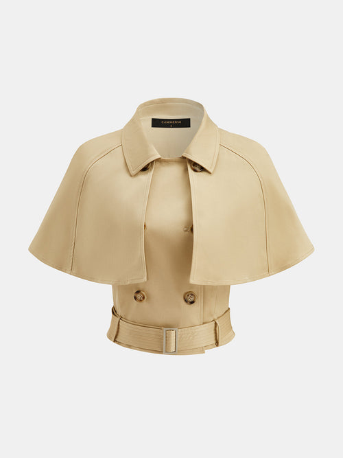 Cape Overlay Belted Trench Top