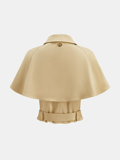 Cape Overlay Belted Trench Top