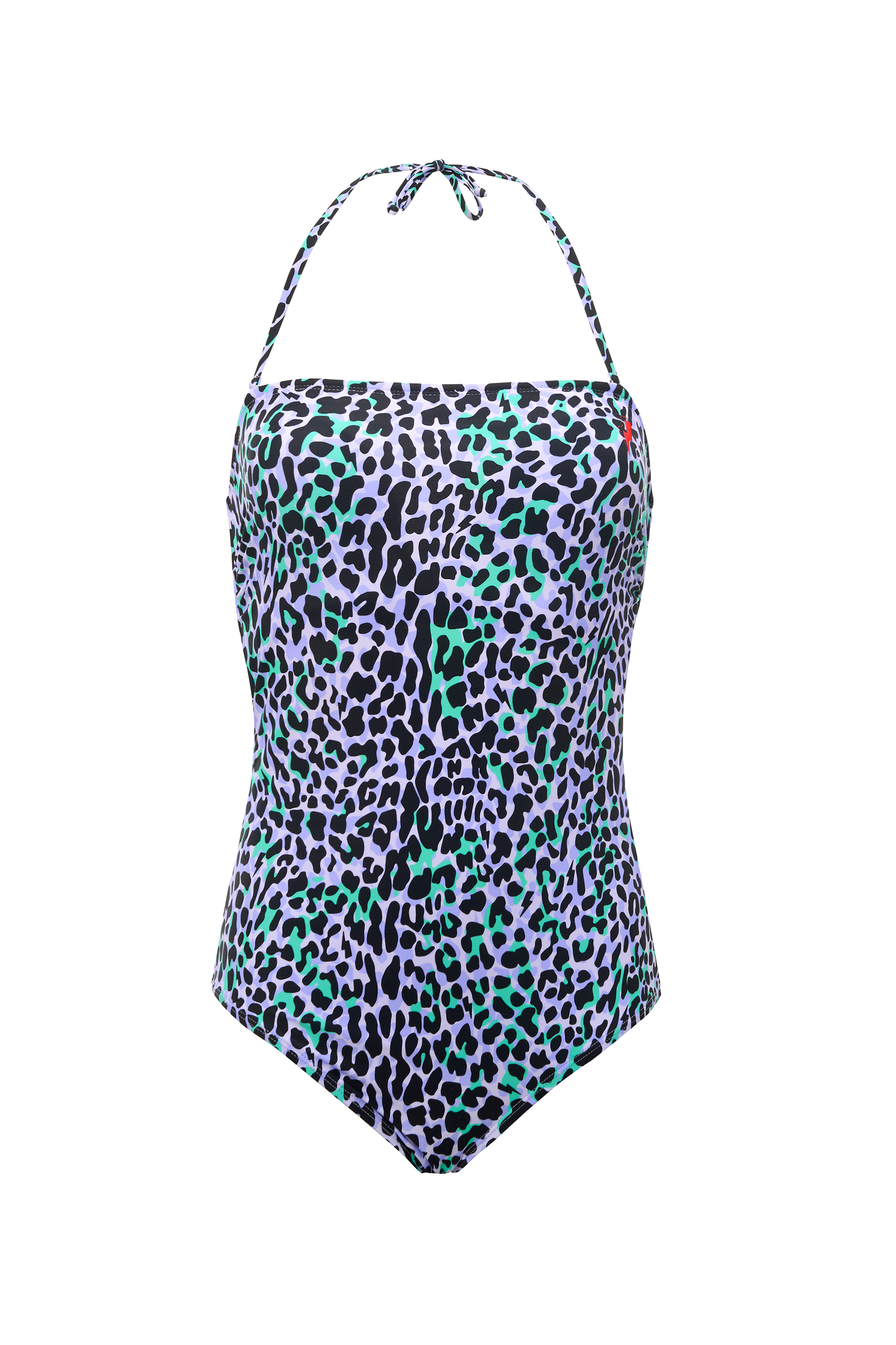 Lilac with Black Leopard Bandeau Swimsuit