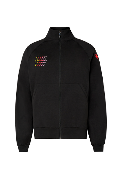 Black Funnel Neck Zip Through Sweat Top