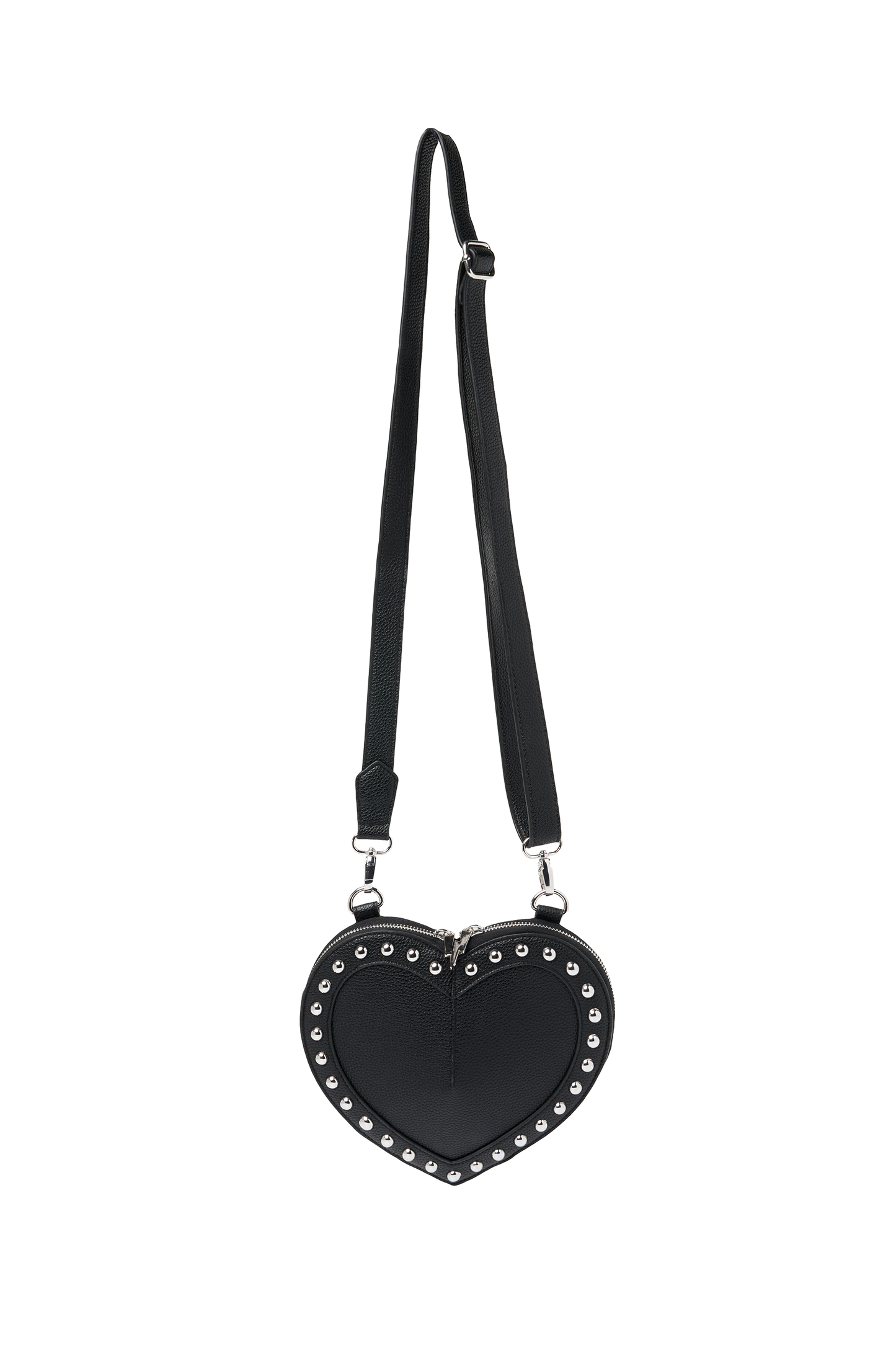 Black Heart Studded Cross Body Bag