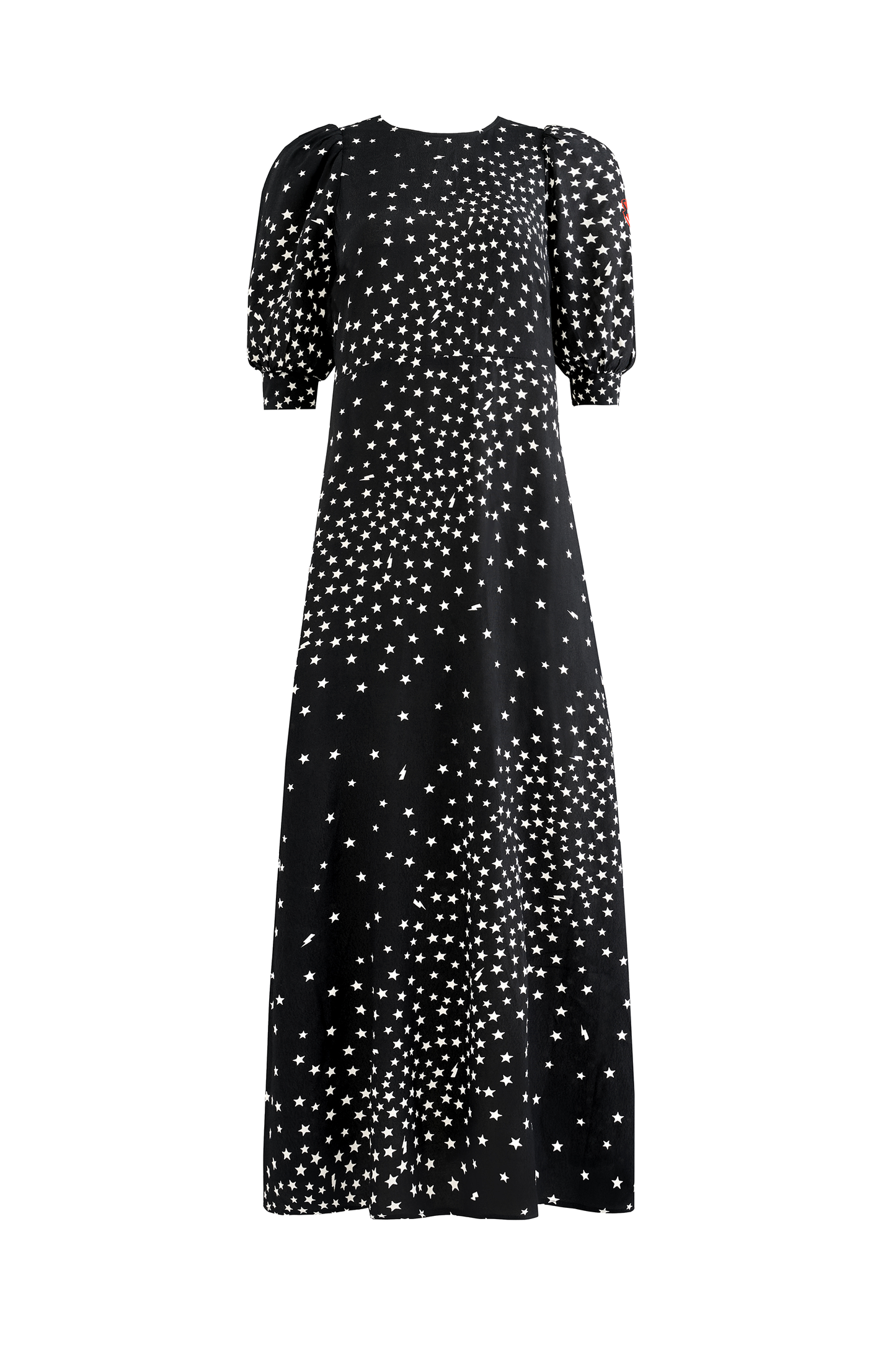 Black with White Star Cluster Midi Dress