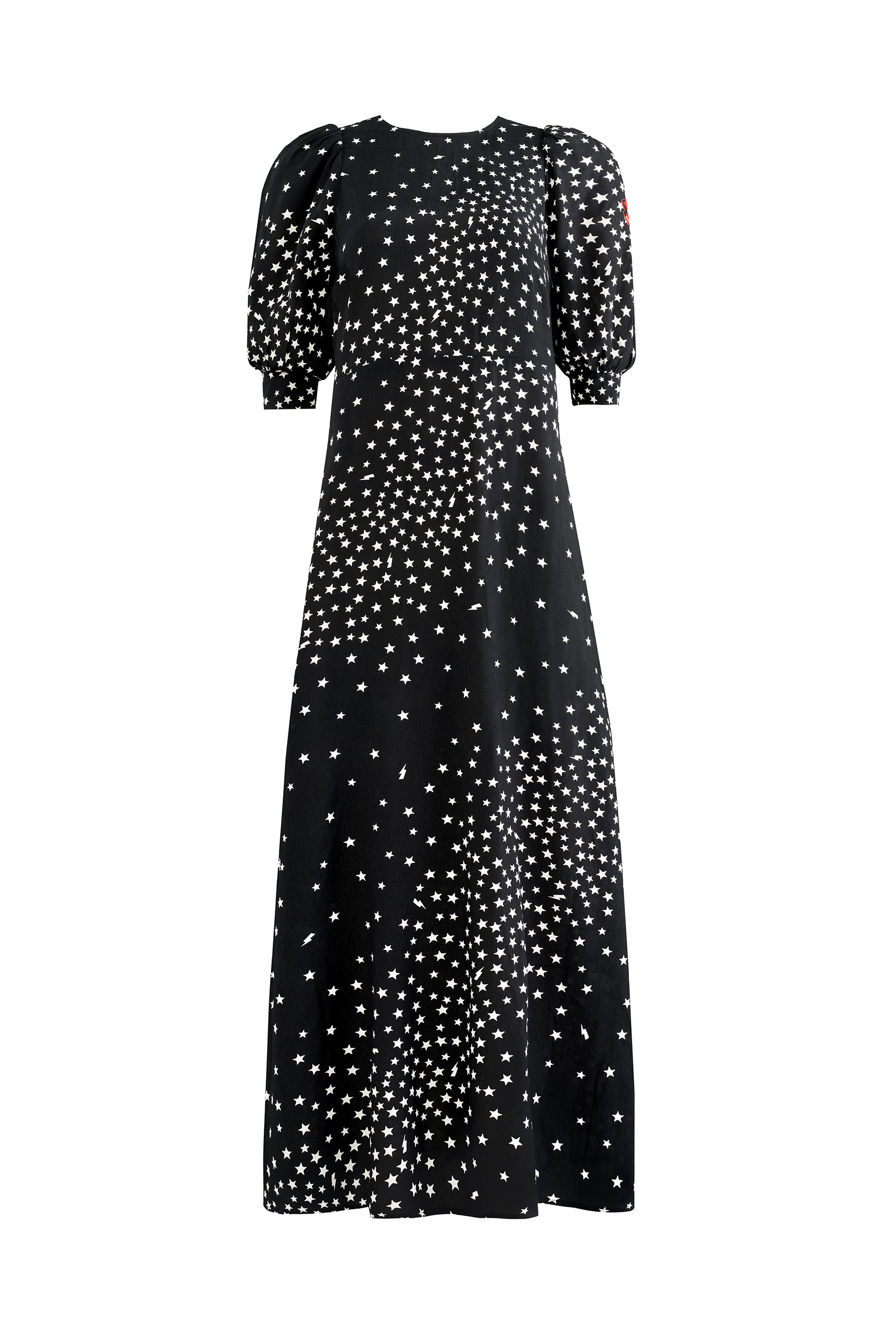 Black with White Star Cluster Midi Dress