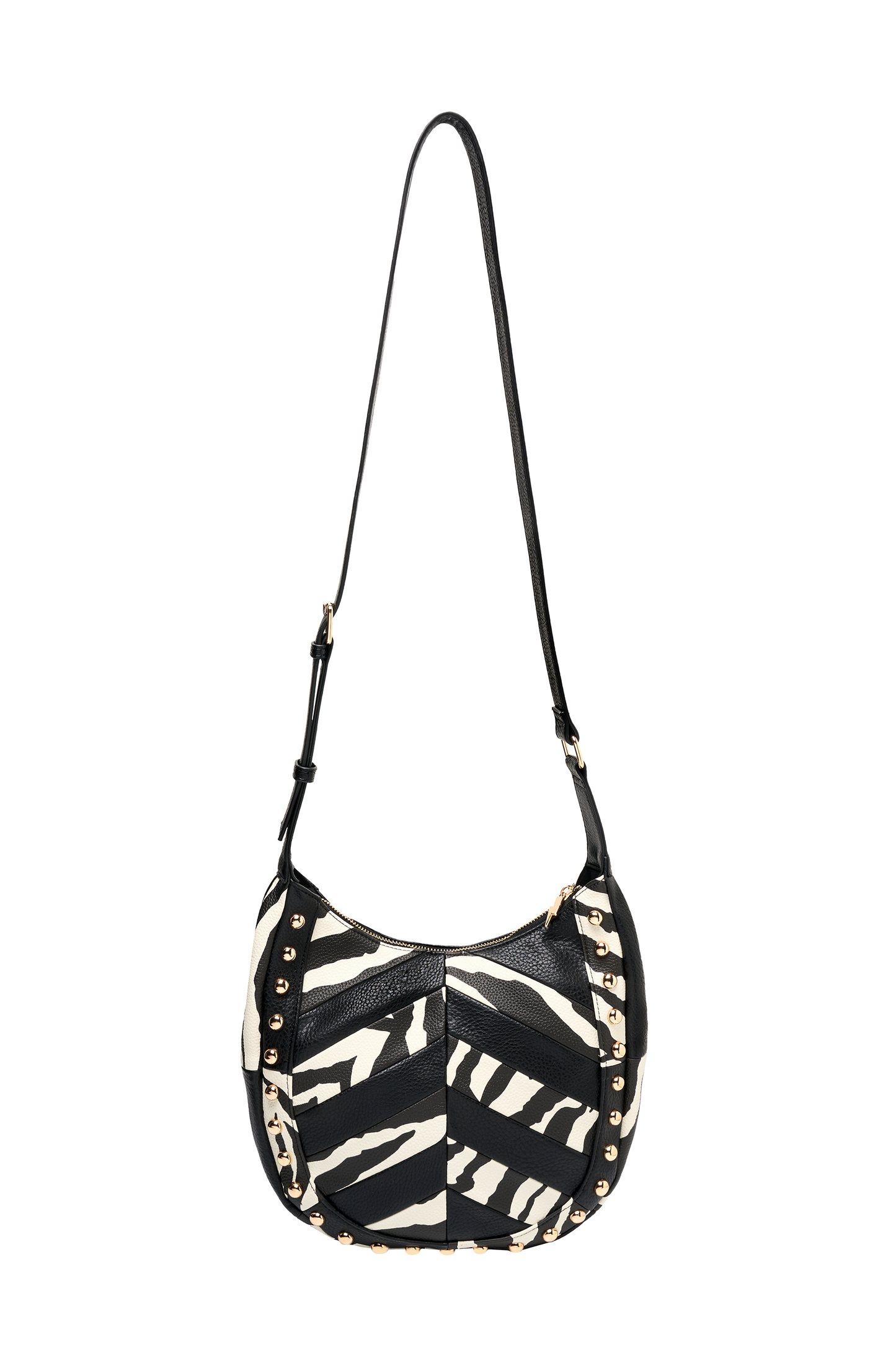Ivory with Black Zebra Patchwork Cross Body Bag