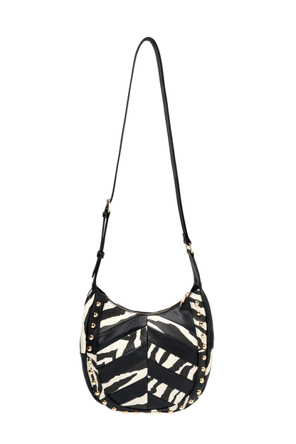 Ivory with Black Zebra Patchwork Cross Body Bag