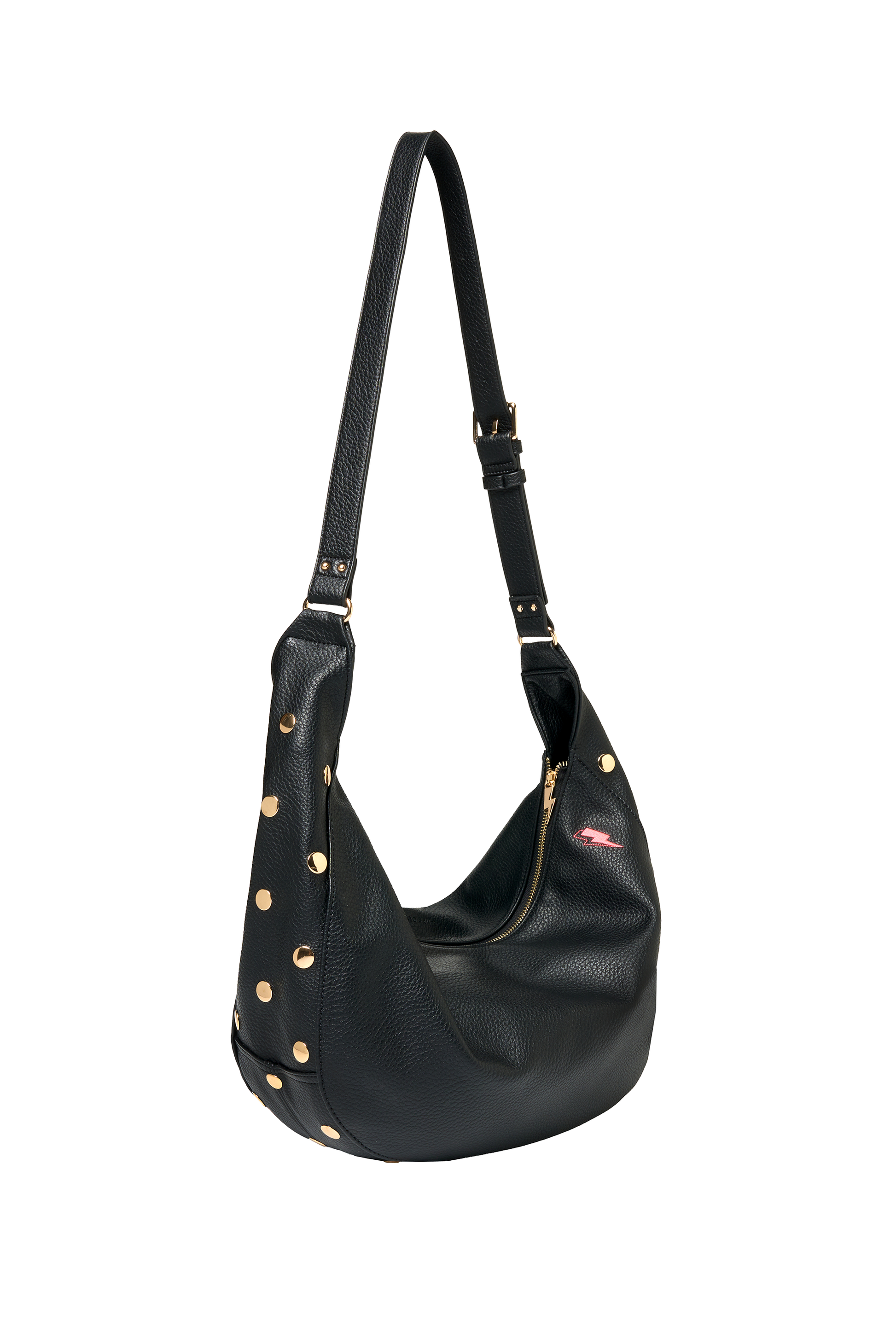 Black Studded Slouch Bag