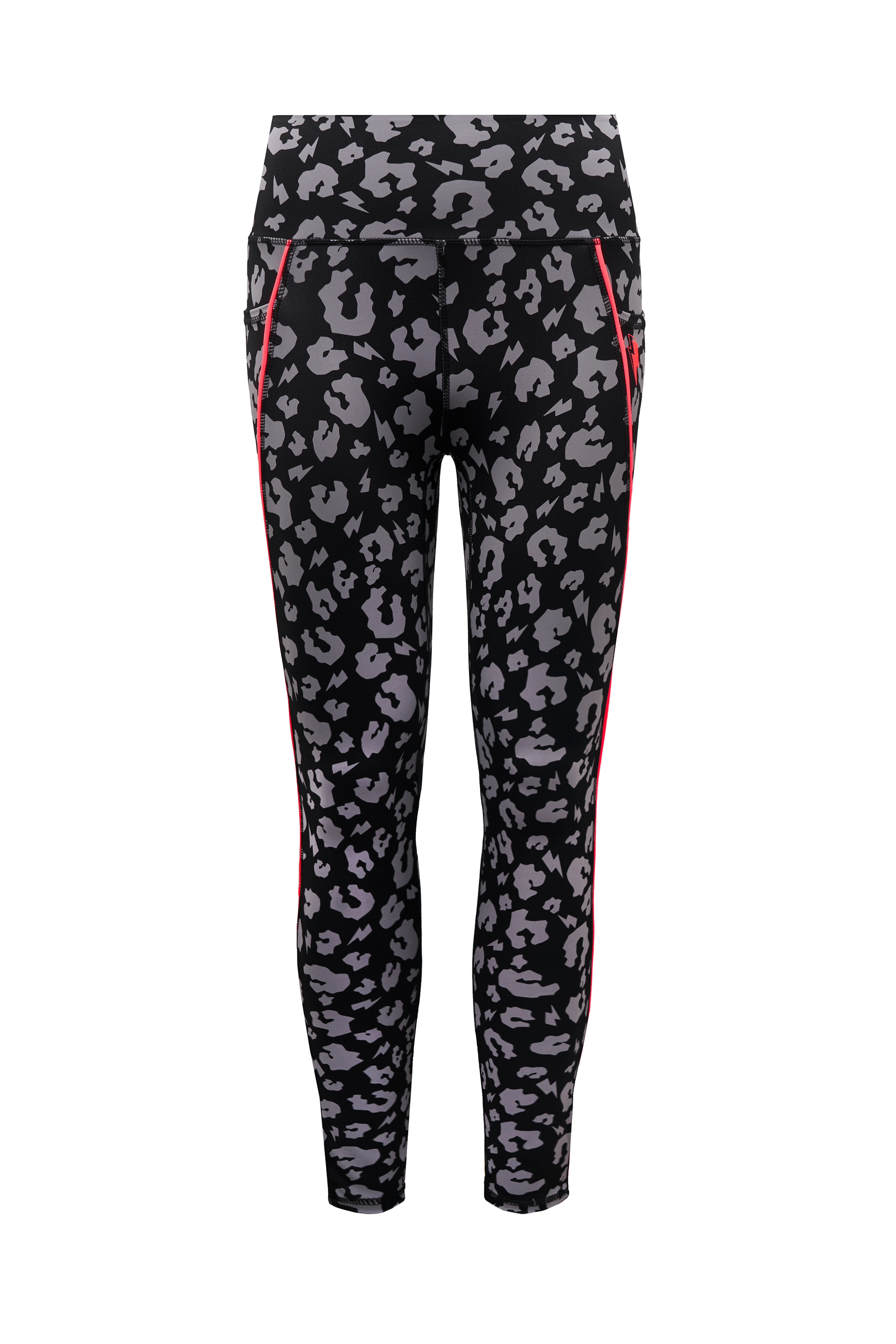 Black with Grey Leopard Full Length Active Leggings