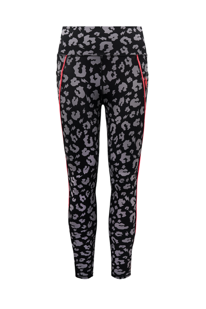 Black with Grey Leopard Full Length Active Leggings