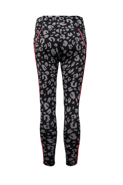 Black with Grey Leopard Full Length Active Leggings
