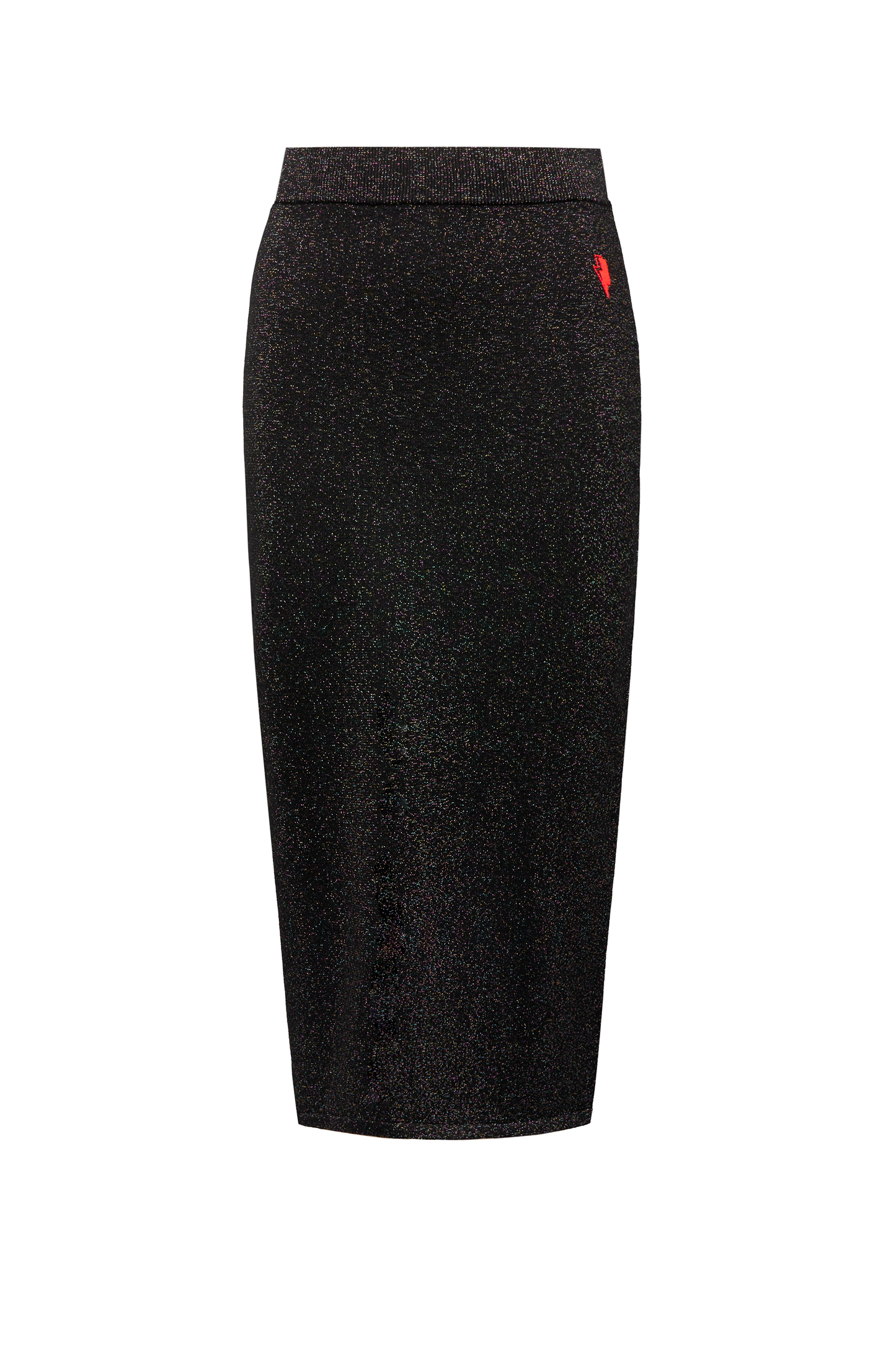 Black with Rainbow Metallic Knit Midi Skirt