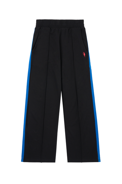 Black Side Stripe Wide Leg Jersey Trousers