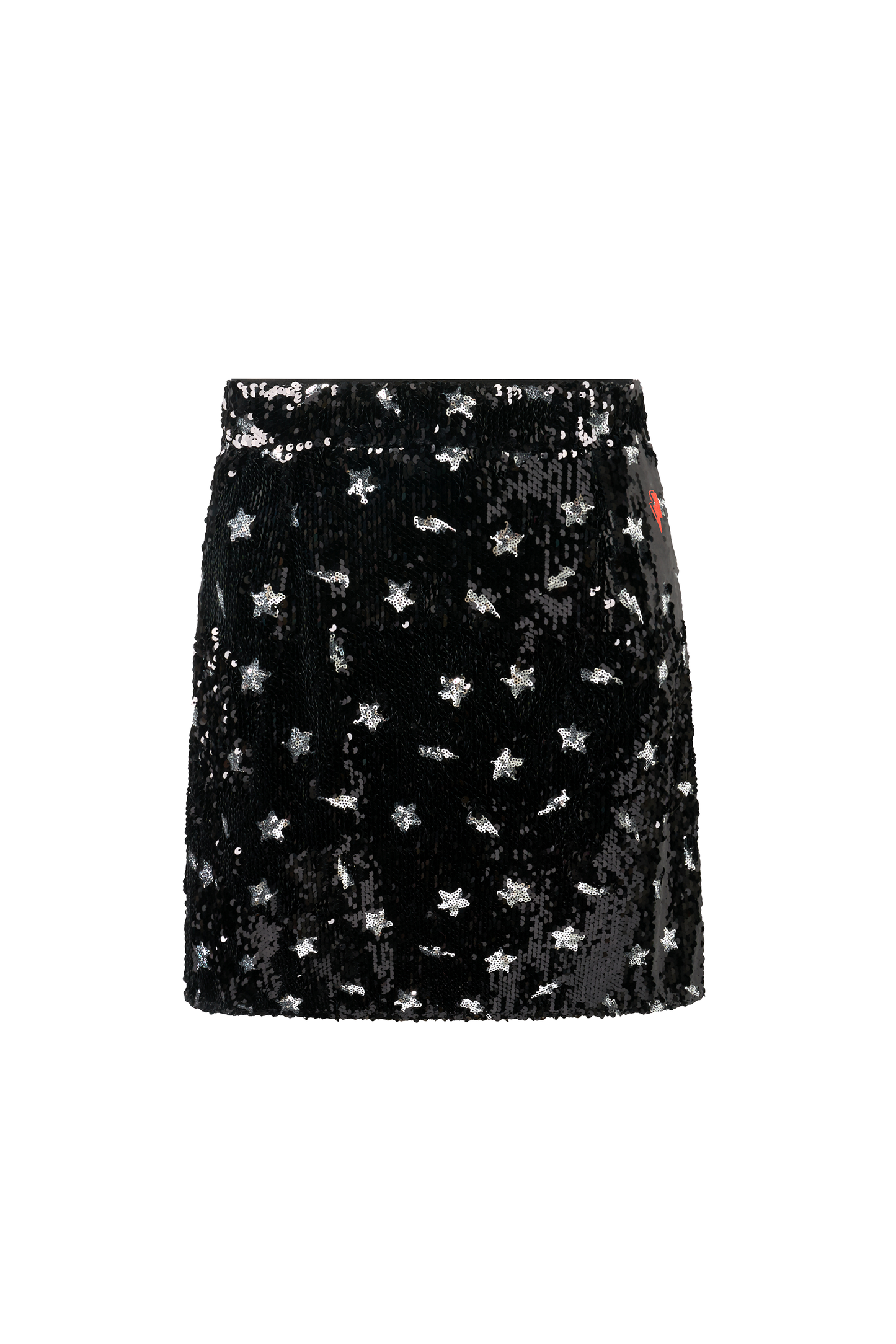 Black with Silver Star Sequin Mini Skirt