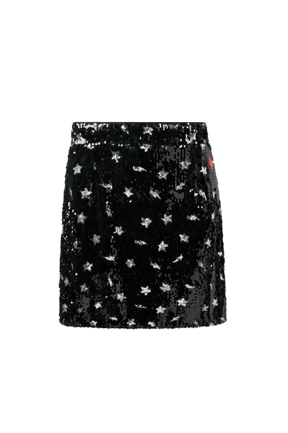Black with Silver Star Sequin Mini Skirt