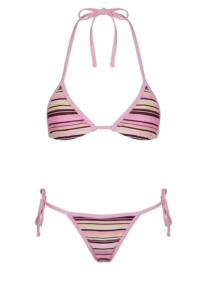 Blaylock Triangle Bikini Top Pink / Yellow Stripe