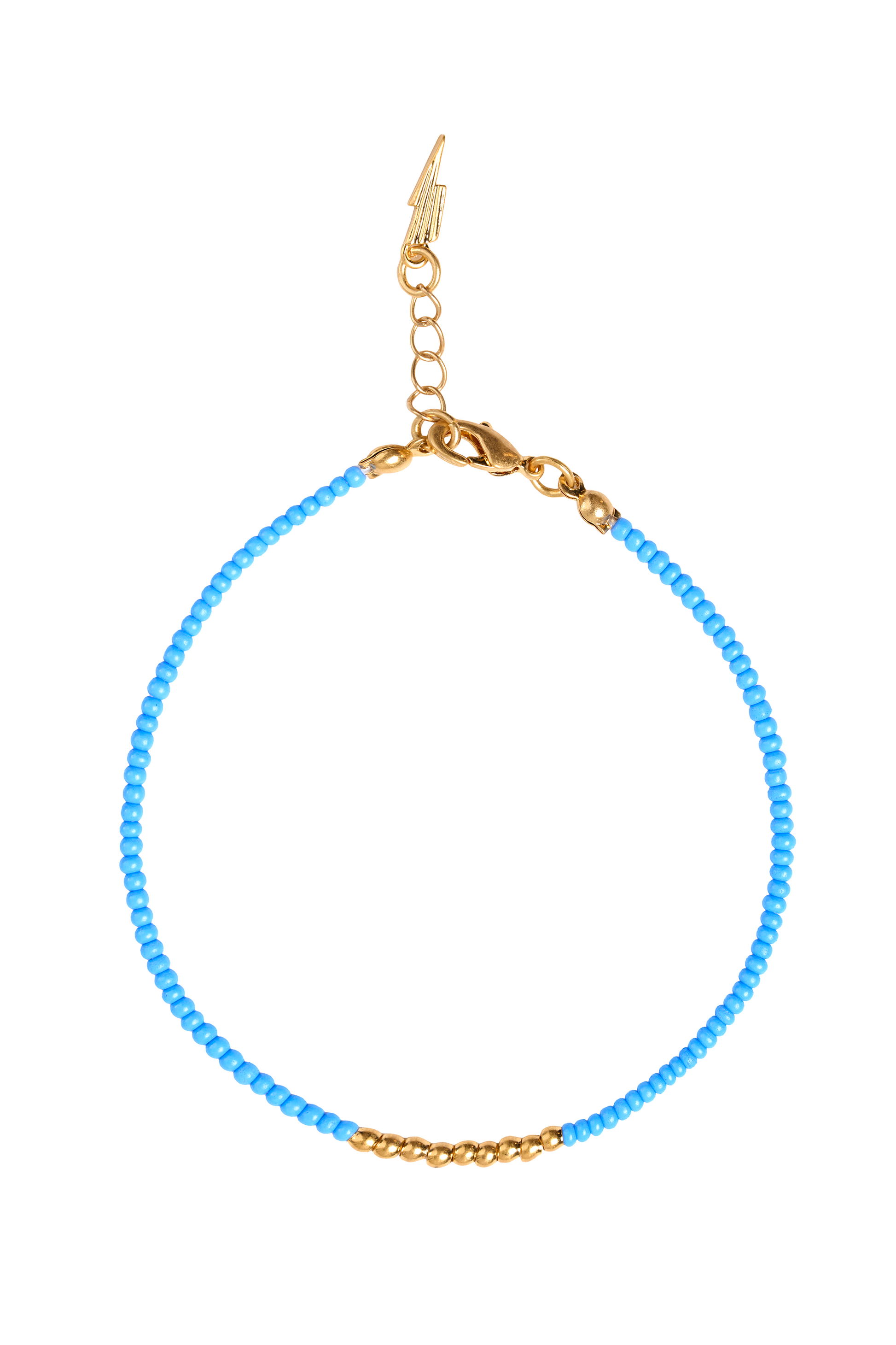 Gold and Blue Beaded Bracelet