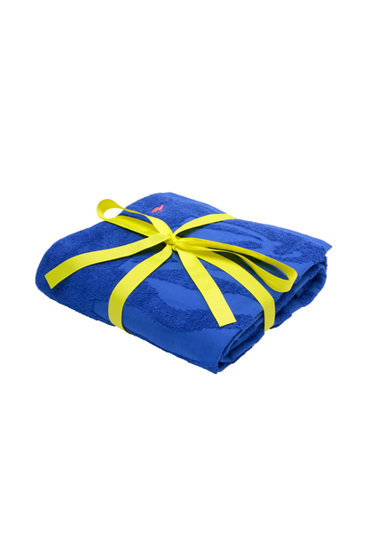 Blue Palm Print Beach Towel