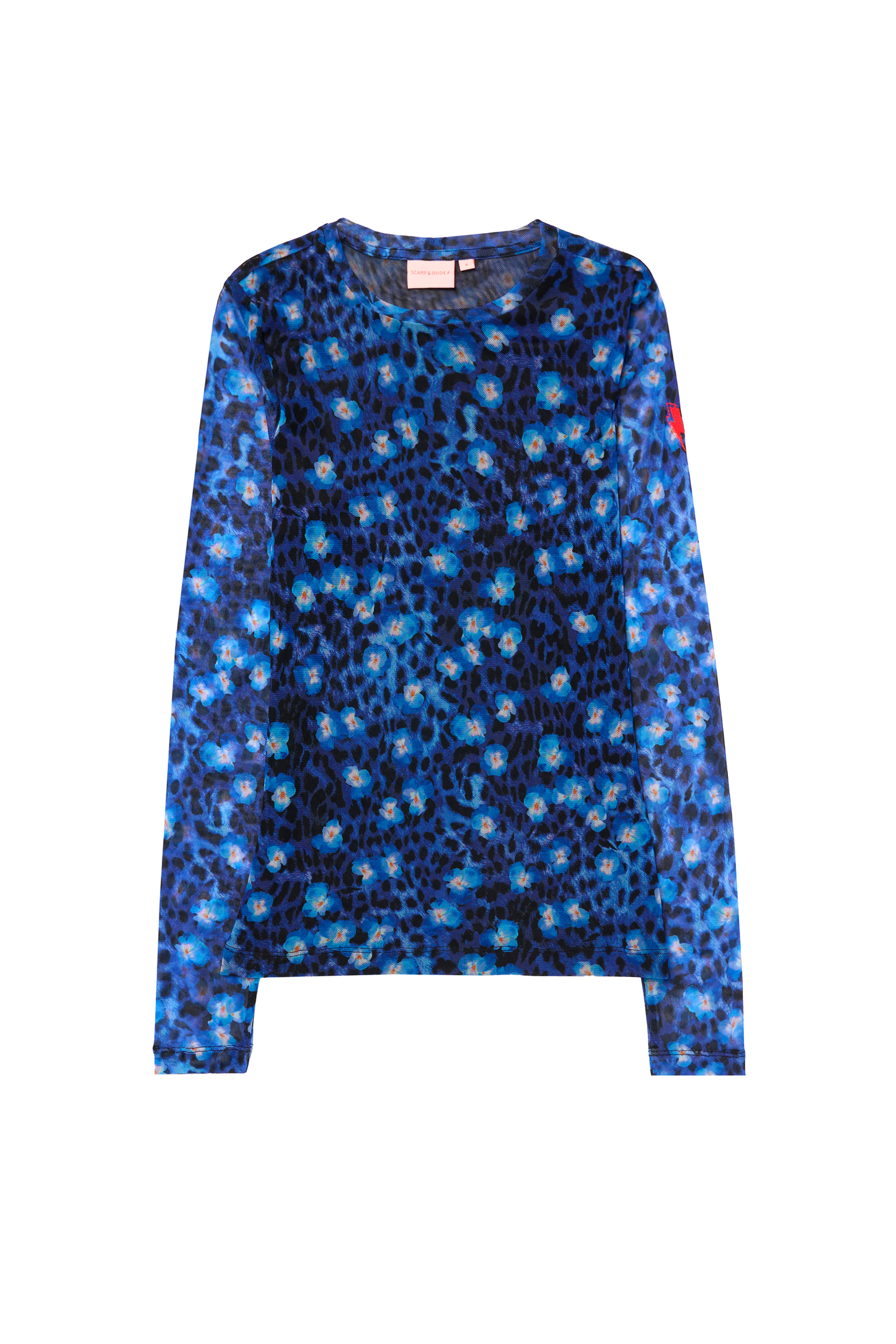 Navy Paradise Cheetah Printed Mesh Top