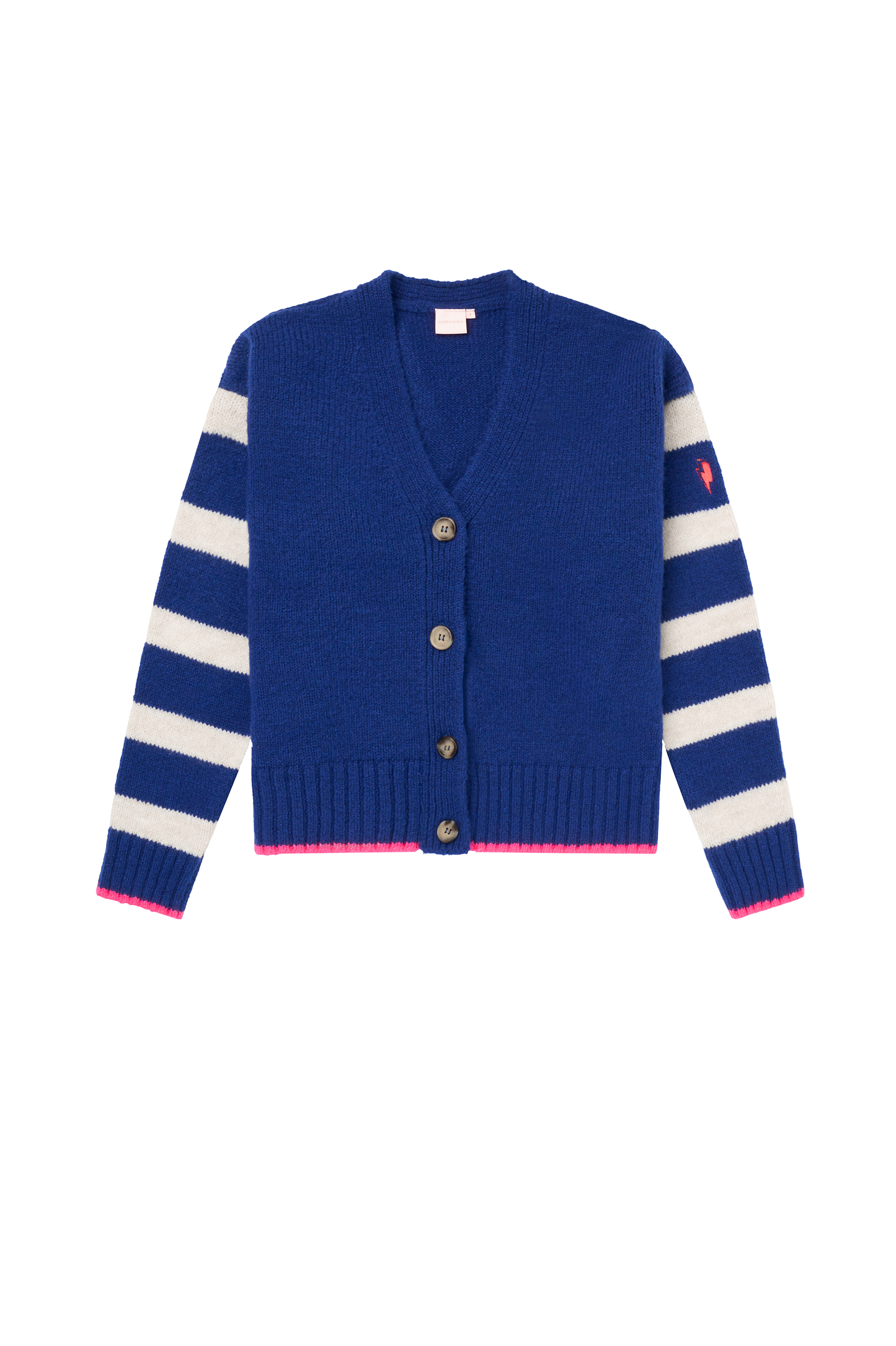 Bright Blue with Cream Stripe Cardigan